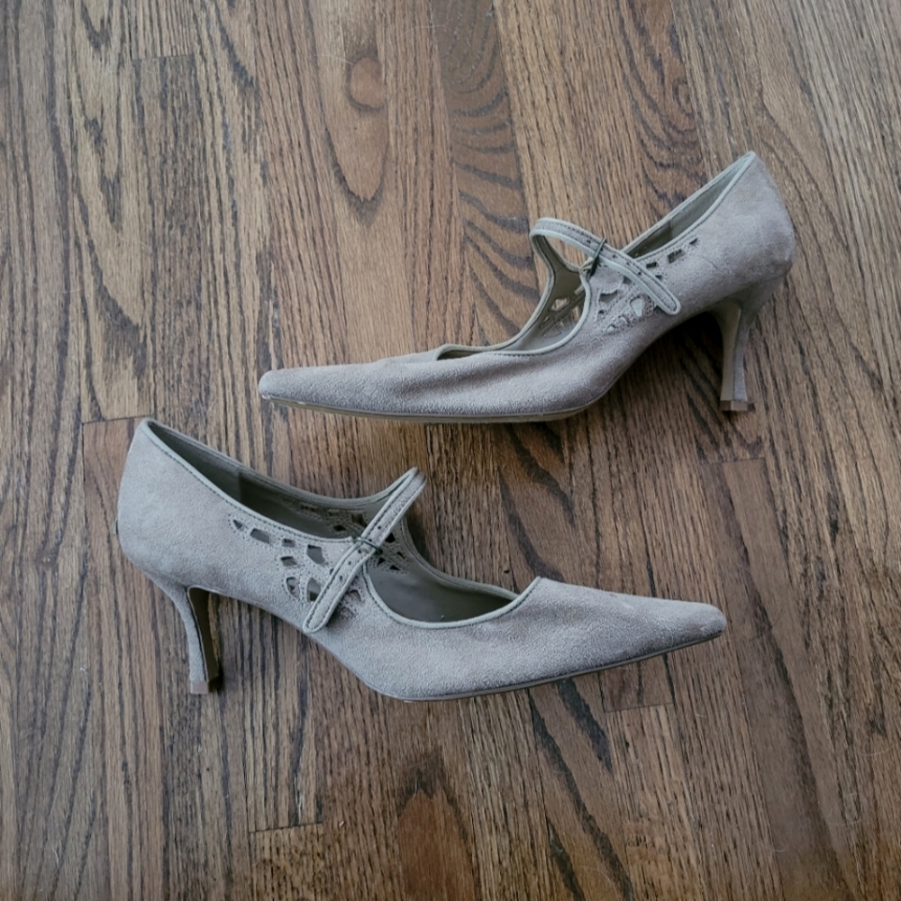 Brown suede heels